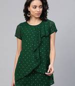 Green printed georgette short-kurtis