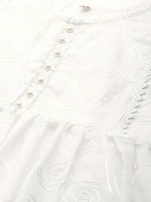 Off-white embroidered cotton short-kurtis 5