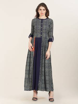 Multicolor printed rayon ethnic-kurtis 1