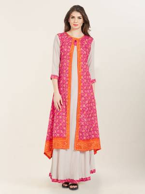 Off-white printed rayon ethnic-kurtis 1