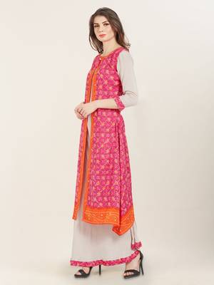 Off-white printed rayon ethnic-kurtis 3