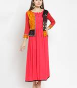 Pink printed rayon ethnic-kurtis