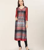 Grey embroidered crepe ethnic-kurtis