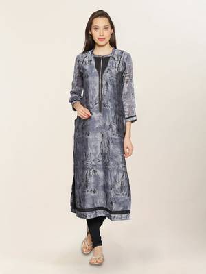 Grey embroidered crepe ethnic-kurtis 1