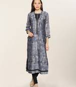 Grey embroidered crepe ethnic-kurtis