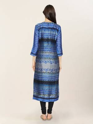 Blue embroidered crepe ethnic-kurtis 2
