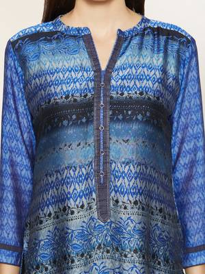 Blue embroidered crepe ethnic-kurtis 4