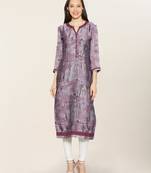 Maroon embroidered crepe ethnic-kurtis