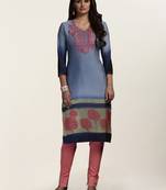 Blue printed georgette ethnic-kurtis