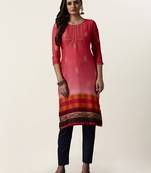 Pink printed georgette ethnic-kurtis
