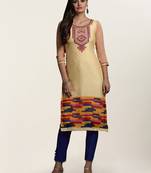 Yellow printed georgette ethnic-kurtis