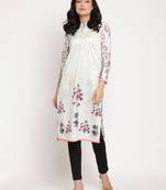 Light-green printed velvet long-kurtis