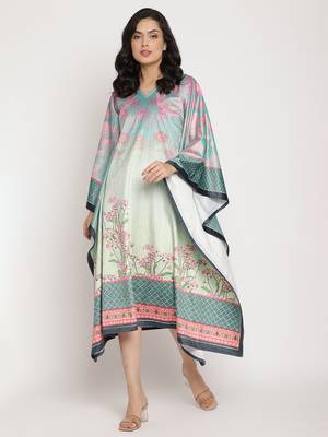 Sea-green printed velvet kaftans 1