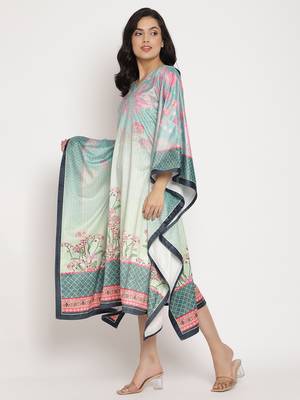 Sea-green printed velvet kaftans 3