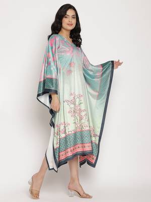 Sea-green printed velvet kaftans 4