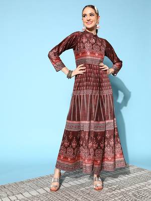 Black printed velvet long-kurtis 2