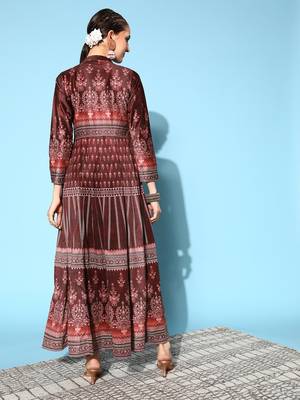Black printed velvet long-kurtis 4