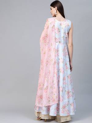 Off-white printed art silk long-kurtis 2
