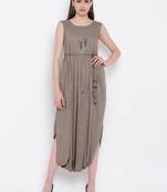 Grey embroidered rayon ethnic-kurtis