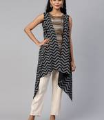 Black printed crepe short-kurtis