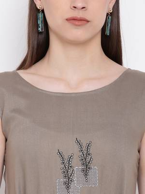 Grey embroidered rayon ethnic-kurtis 4