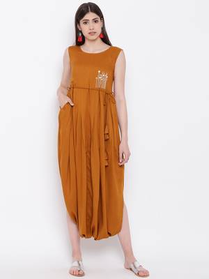 Mustard embroidered rayon ethnic-kurtis 1