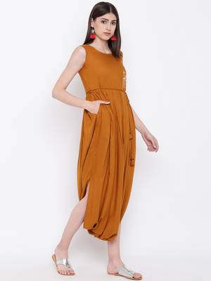 Mustard embroidered rayon ethnic-kurtis 3