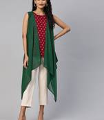 Maroon printed georgette short-kurtis