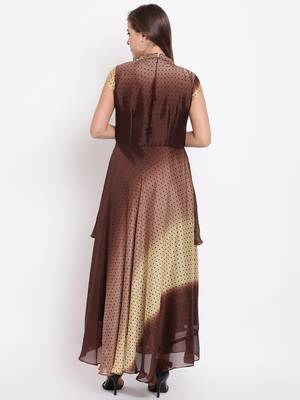 Brown printed georgette ethnic-kurtis 2