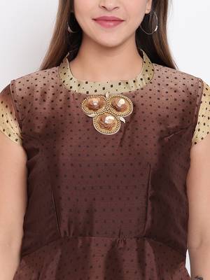 Brown printed georgette ethnic-kurtis 4
