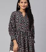 Black printed crepe short-kurtis
