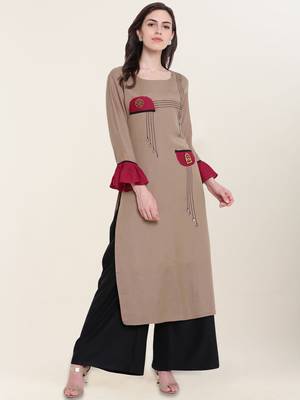 Grey plain cotton ethnic-kurtis 1