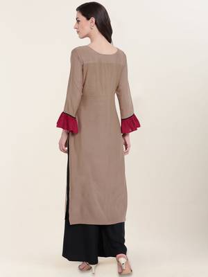 Grey plain cotton ethnic-kurtis 2