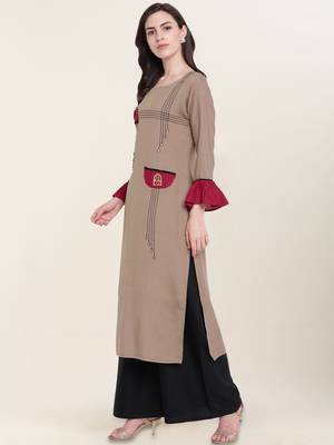 Grey plain cotton ethnic-kurtis 4
