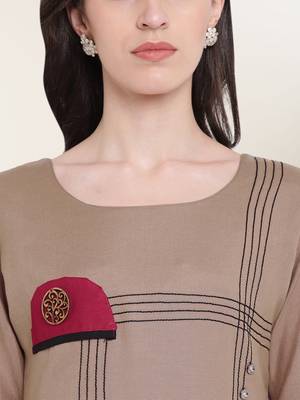 Grey plain cotton ethnic-kurtis 5