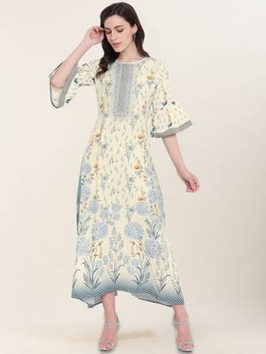 Cream printed silk ethnic-kurtis 1