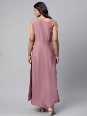 Mauve printed crepe long-kurtis 3