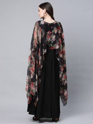 Black printed crepe long-kurtis 2