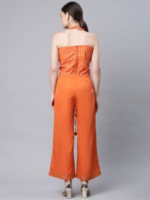 Orange printed crepe long-kurtis 2