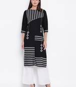Black embroidered cotton ethnic-kurtis