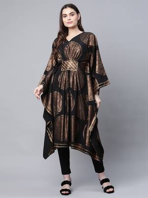 Black printed crepe kaftans 1