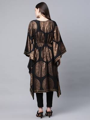 Black printed crepe kaftans 2