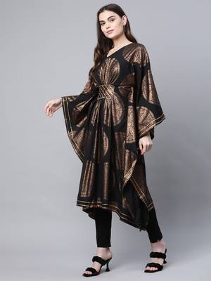 Black printed crepe kaftans 3