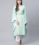 Sea-green printed crepe kaftans