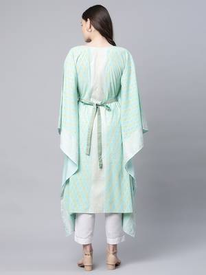 Sea-green printed crepe kaftans 2