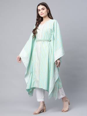 Sea-green printed crepe kaftans 3