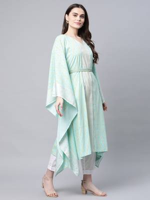 Sea-green printed crepe kaftans 4