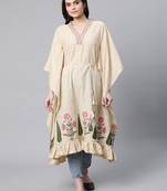 Cream printed cotton kaftans