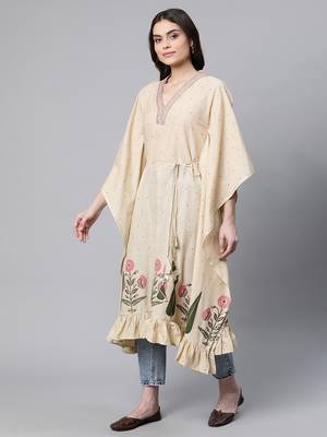 Cream printed cotton kaftans 3