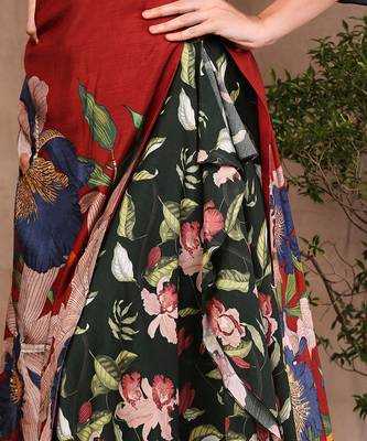 Red orchid Bloom Printed Kurta With Draped Pants 5